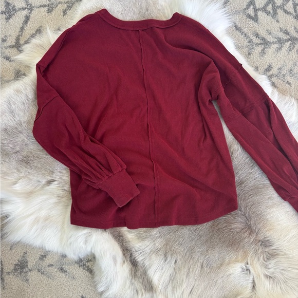 Burgundy V-Neck Oversized Sweater - Picture 11 of 11